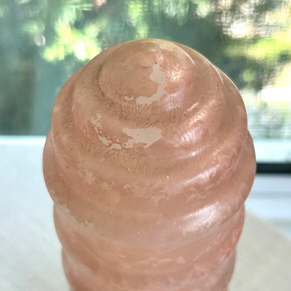 Vintage Art Deco Pink Torpedo Glass Lamps, Skyscraper Frosted Boudoir Lamp Set - Picture 5 of 13